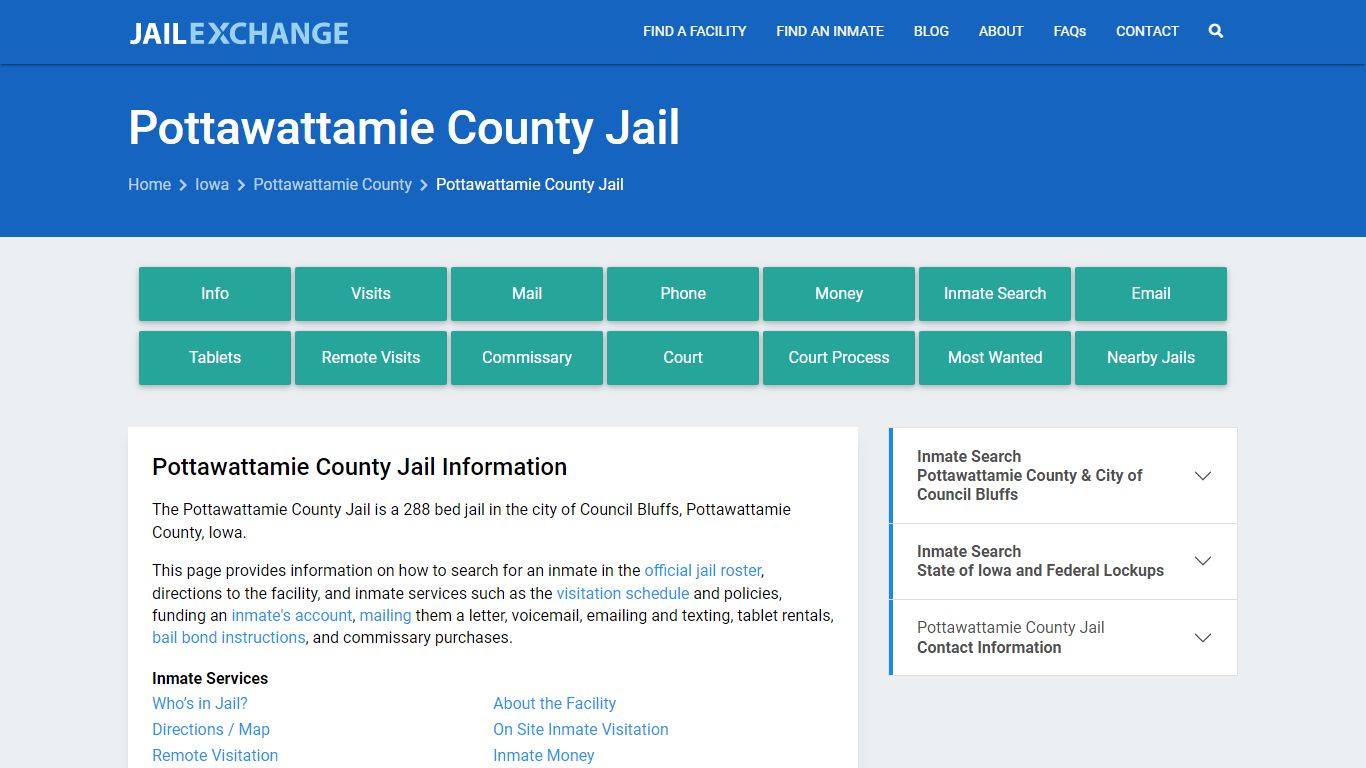 Pottawattamie County Jail, IA Inmate Search, Information